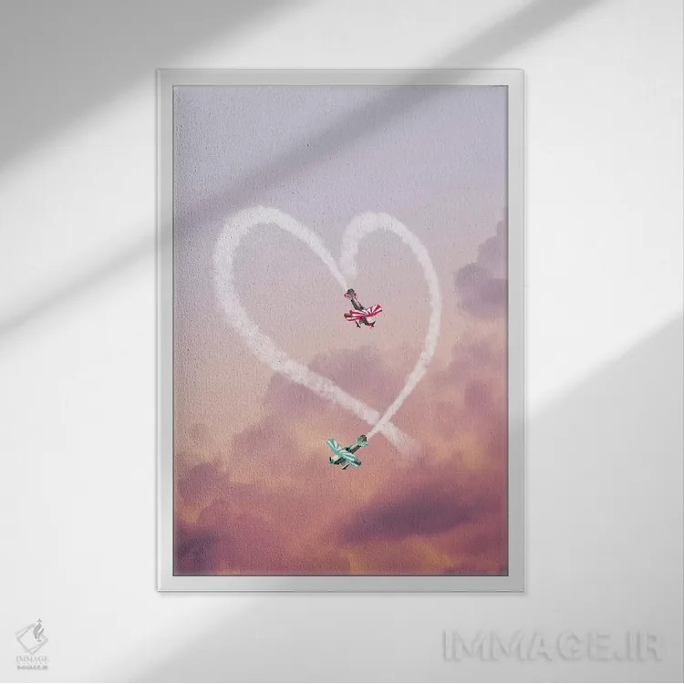 تابلو دکوراتیو "عشق در هواست" اثر یوناس لوس - نمای قابدار سفید