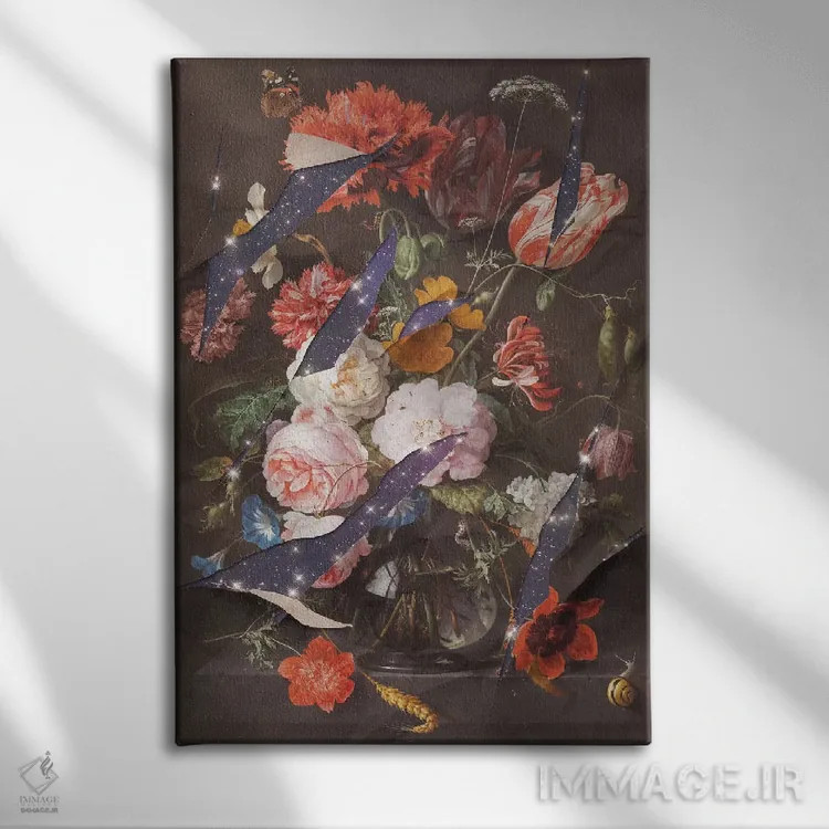 تابلو دکوراتیو "گل های کهکشان" اثر یوناس لوس - نمای روبهرو روی دیوار