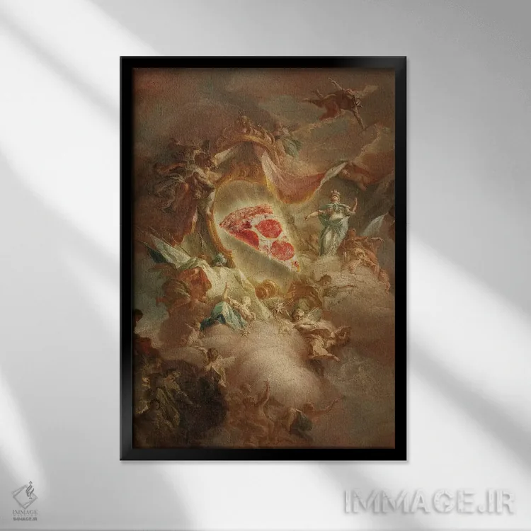 تابلو دکوراتیو "پیتزای مقدس" اثر یوناس لوس - نمای قابدار مشکی