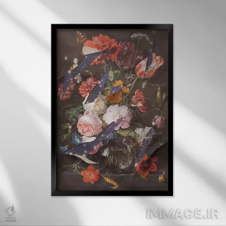 تابلو دکوراتیو "گل های کهکشان" اثر یوناس لوس - نمای قابدار مشکی