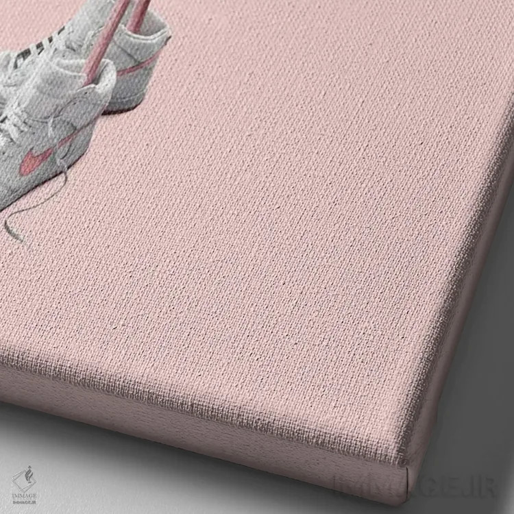 تابلو دکوراتیو "فلامینگوی کفش کتانی" اثر یوناس لوس - نمای نزدیک بافت بوم