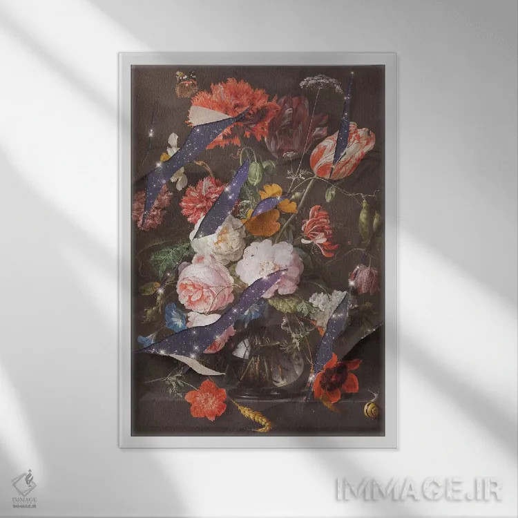 تابلو دکوراتیو "گل های کهکشان" اثر یوناس لوس - نمای قابدار سفید