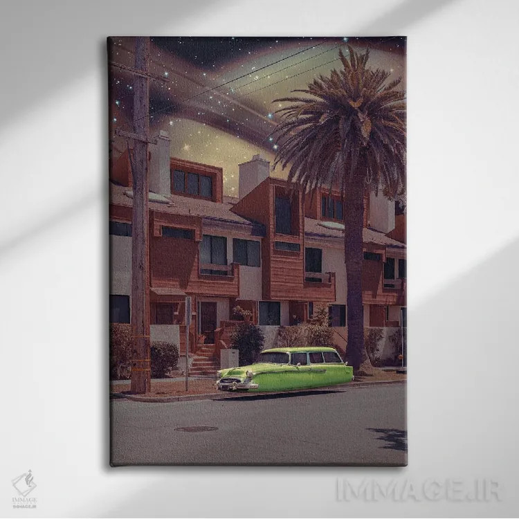 تابلو دکوراتیو "روستای فضایی" اثر یوناس لوس - نمای روبهرو روی دیوار