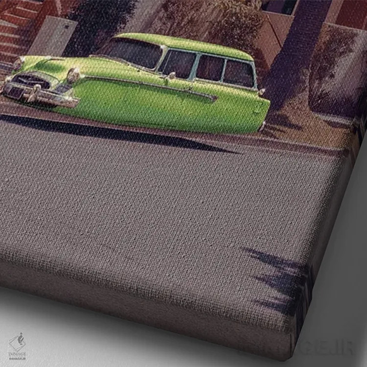 تابلو دکوراتیو "روستای فضایی" اثر یوناس لوس - نمای نزدیک بافت بوم