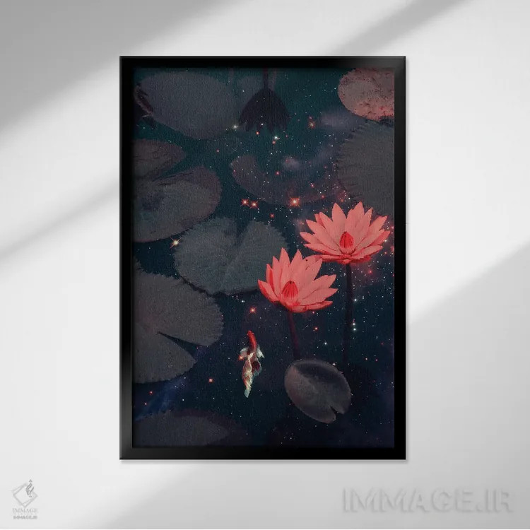 تابلو دکوراتیو "شنا در فضا" اثر یوناس لوس - نمای قابدار مشکی