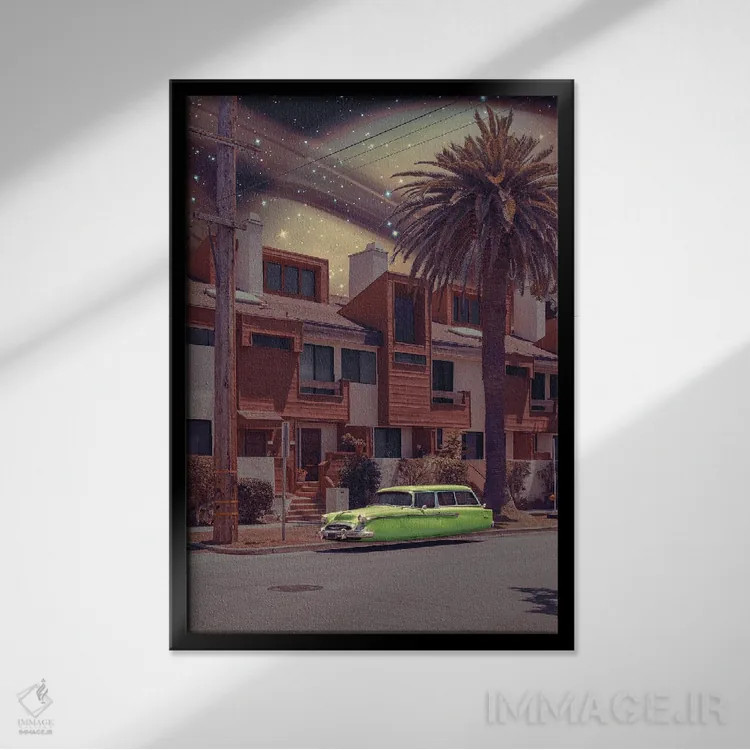 تابلو دکوراتیو "روستای فضایی" اثر یوناس لوس - نمای قابدار مشکی