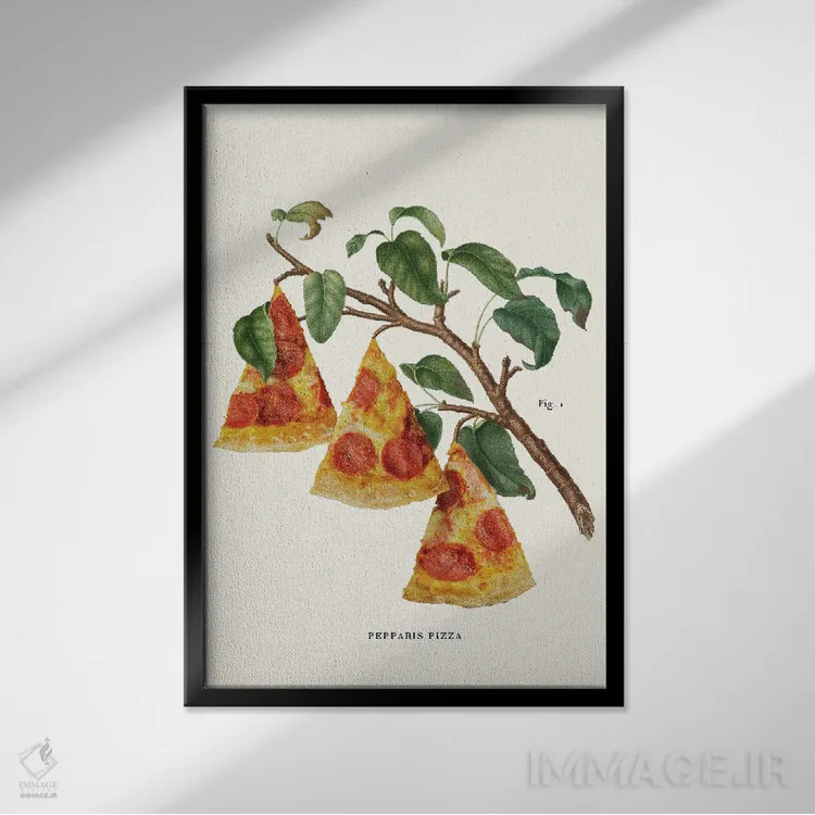 تابلو دکوراتیو "کارخانه پیتزا" اثر یوناس لوس - نمای قابدار مشکی