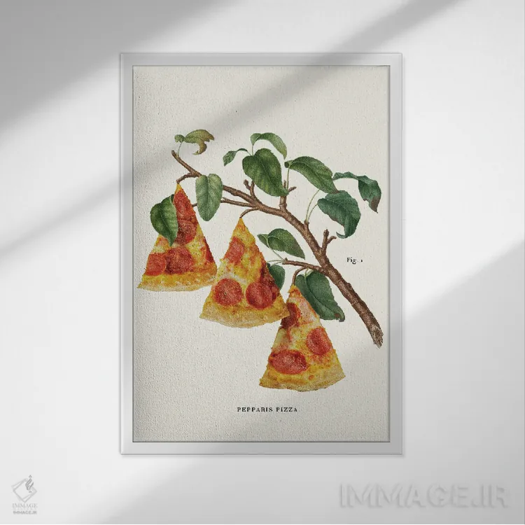 تابلو دکوراتیو "کارخانه پیتزا" اثر یوناس لوس - نمای قابدار سفید