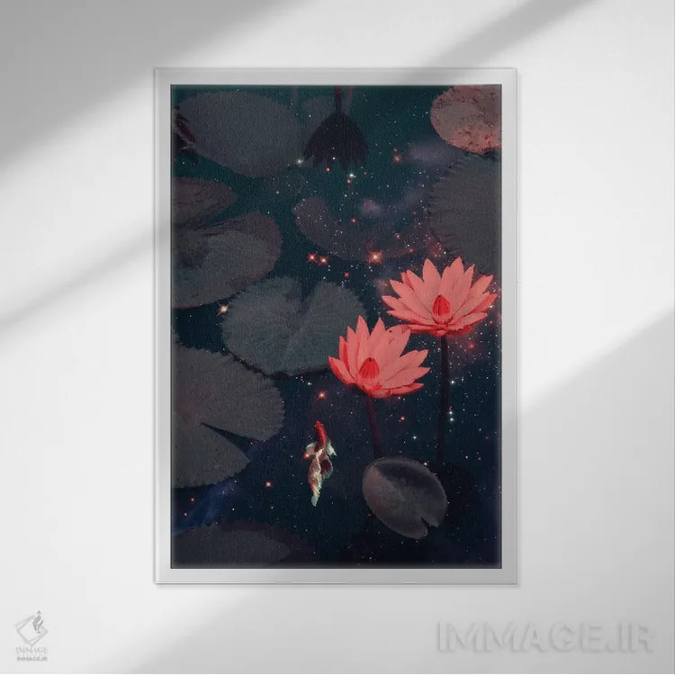 تابلو دکوراتیو "شنا در فضا" اثر یوناس لوس - نمای قابدار سفید