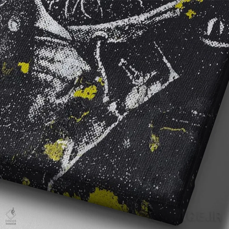 تابلو دکوراتیو "درخشش ستاره ای و جسارت چرمی" اثر شارلین لومیس - نمای نزدیک بافت بوم