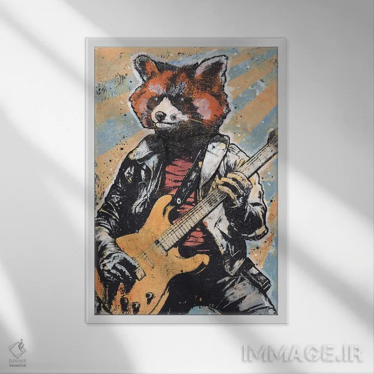 تابلو دکوراتیو "ریتم های پاندا قرمز" اثر شارلین لومیس - نمای قابدار سفید