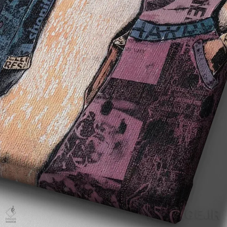 تابلو دکوراتیو "هارلی و رز" اثر شارلین لومیس - نمای نزدیک بافت بوم