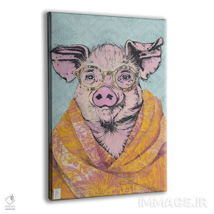 تابلو دکوراتیو "خوک در شال کشمیر" اثر شارلین لومیس - نمای پرسپکتیو محصول