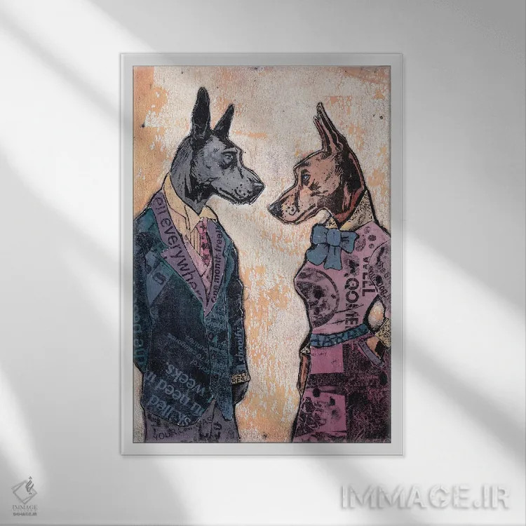 تابلو دکوراتیو "هارلی و رز" اثر شارلین لومیس - نمای قابدار سفید