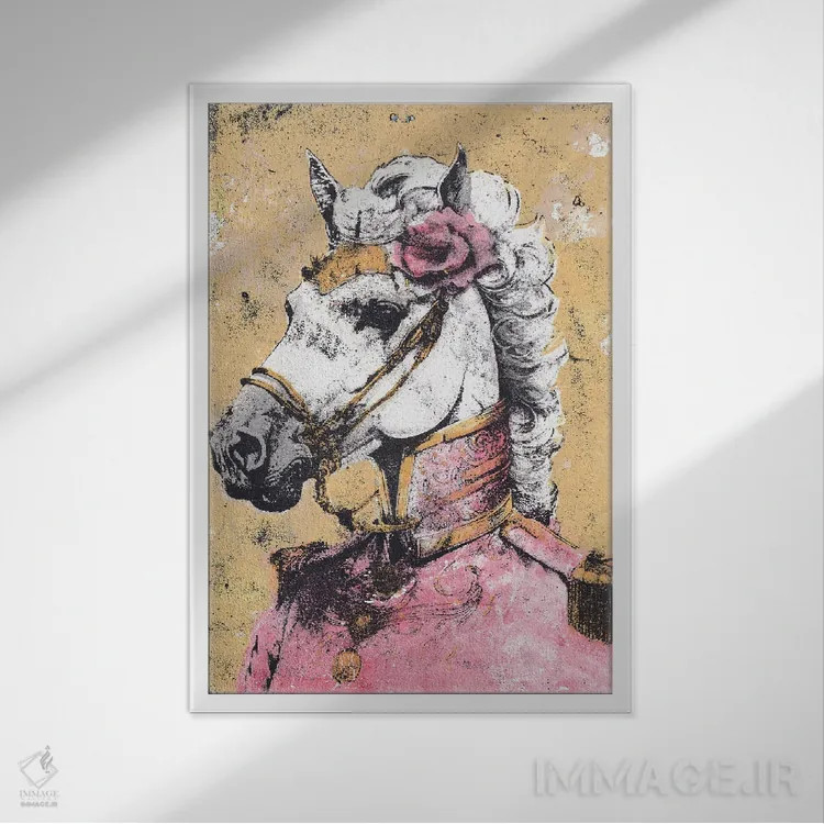 تابلو دکوراتیو "بانوی لیپیتزنر " اثر شارلین لومیس - نمای قابدار سفید