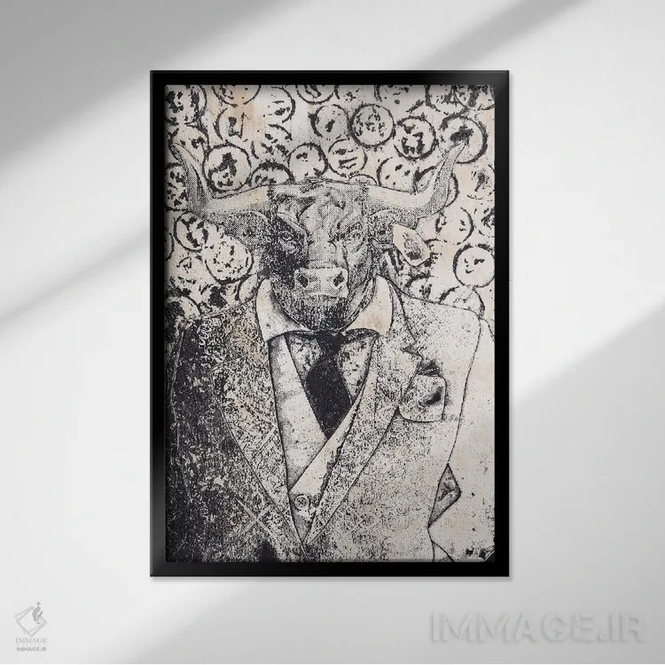 تابلو دکوراتیو "قدرت بازار" اثر شارلین لومیس - نمای قابدار مشکی