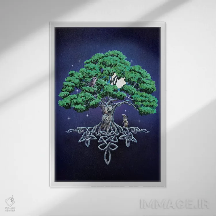 تابلو دکوراتیو "درخت بزرگ زندگی" اثر لیزا پارکر - نمای قابدار سفید