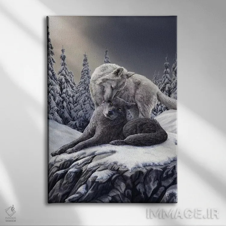 تابلو دکوراتیو "بوسه های برفی" اثر لیزا پارکر - نمای روبهرو روی دیوار