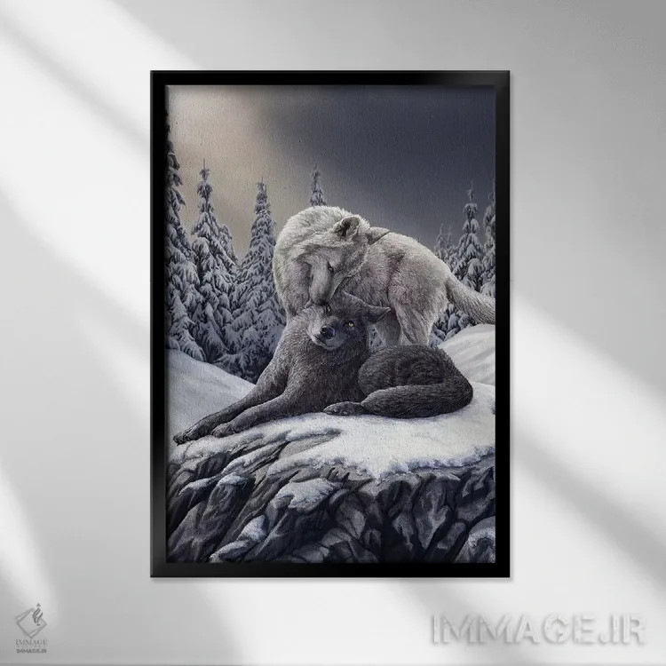 تابلو دکوراتیو "بوسه های برفی" اثر لیزا پارکر - نمای قابدار مشکی