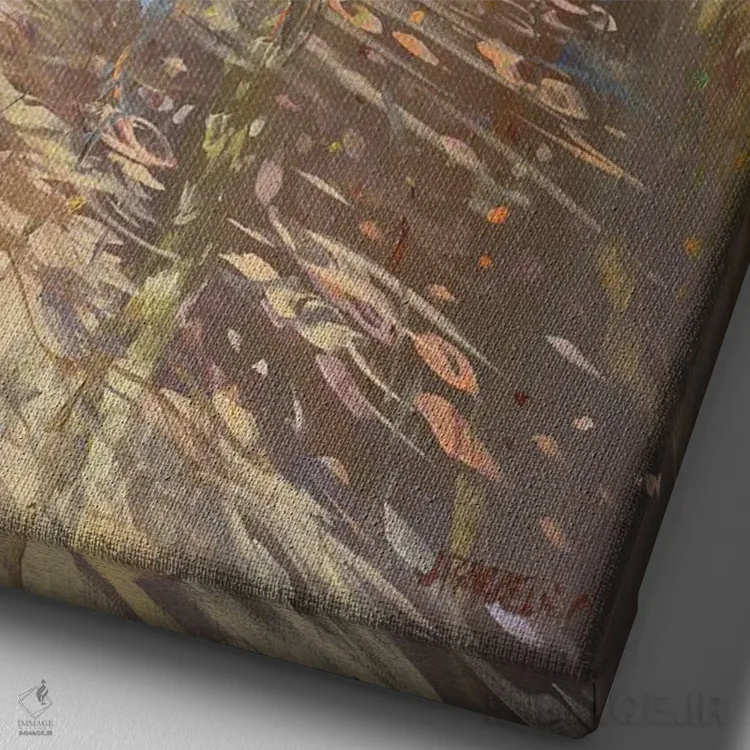 تابلو دکوراتیو "خانه خانوادگی" اثر لوران پارسلیه - نمای نزدیک بافت بوم