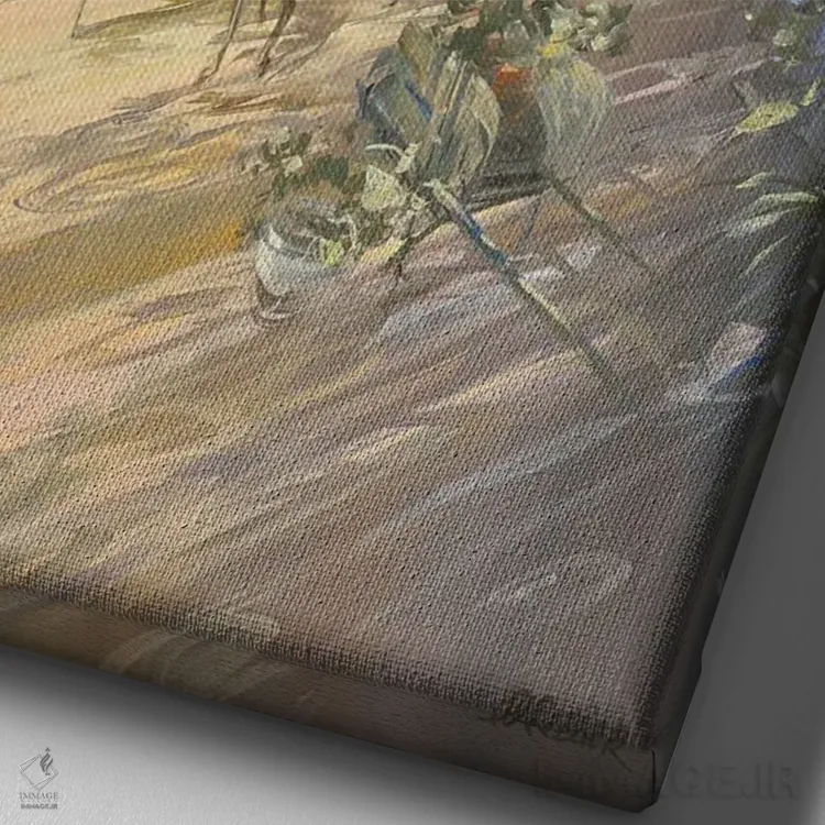 تابلو دکوراتیو "ناهار زیر سایبان" اثر لوران پارسلیه - نمای نزدیک بافت بوم