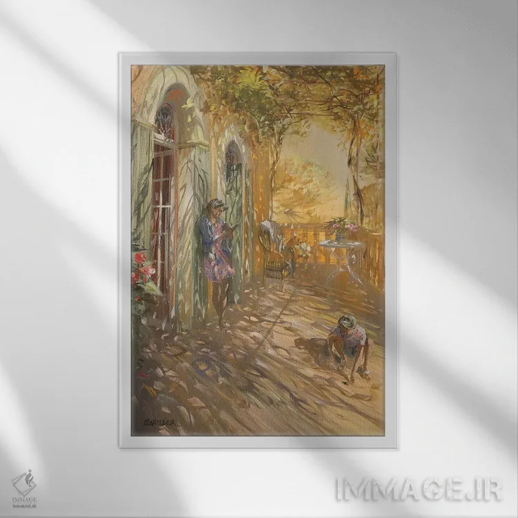 تابلو دکوراتیو "سایه ها و نورها" اثر لوران پارسلیه - نمای قابدار سفید