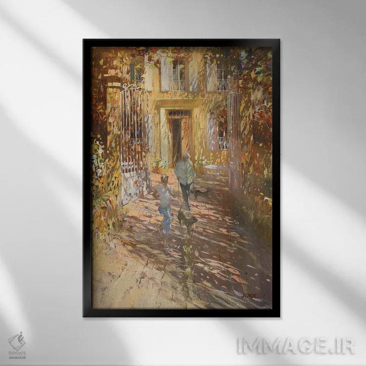 تابلو دکوراتیو "خانه خانوادگی" اثر لوران پارسلیه - نمای قابدار مشکی