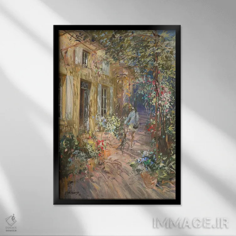 تابلو دکوراتیو "سایبان گل" اثر لوران پارسلیه - نمای قابدار مشکی