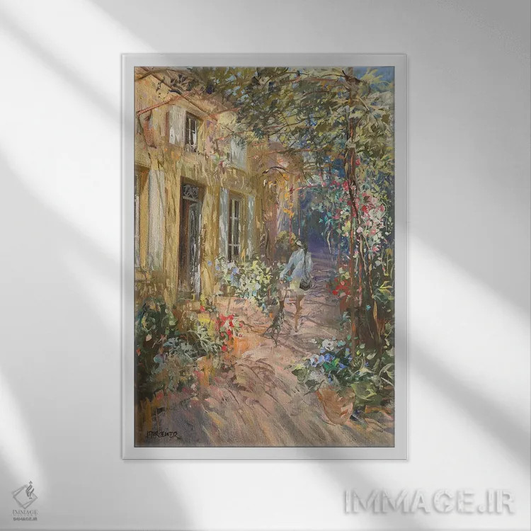 تابلو دکوراتیو "سایبان گل" اثر لوران پارسلیه - نمای قابدار سفید