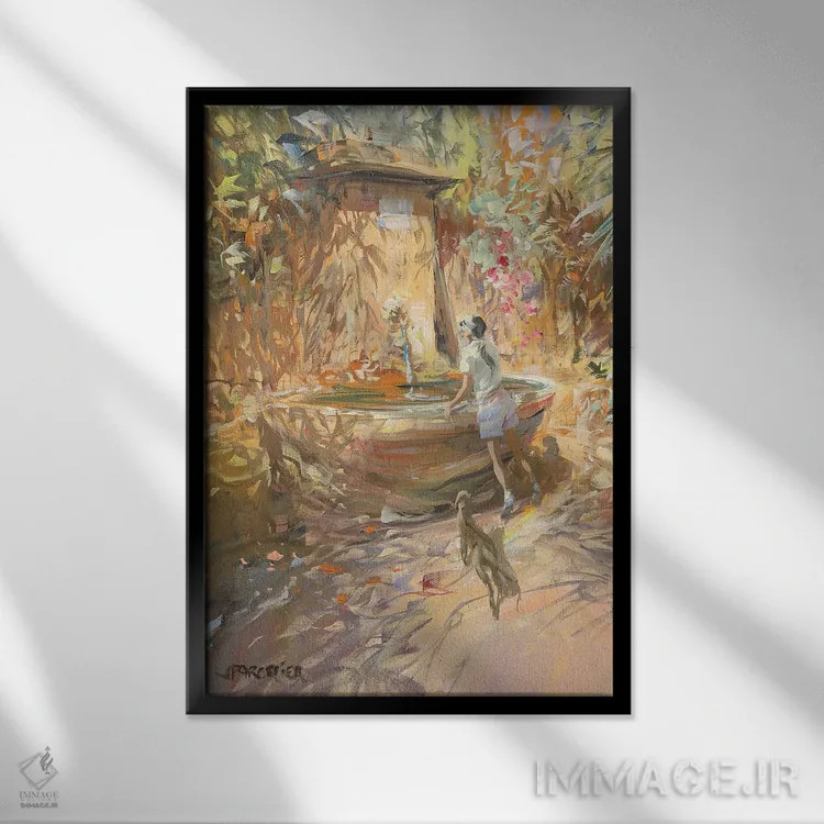 تابلو دکوراتیو "چشمه کوچک" اثر لوران پارسلیه - نمای قابدار مشکی