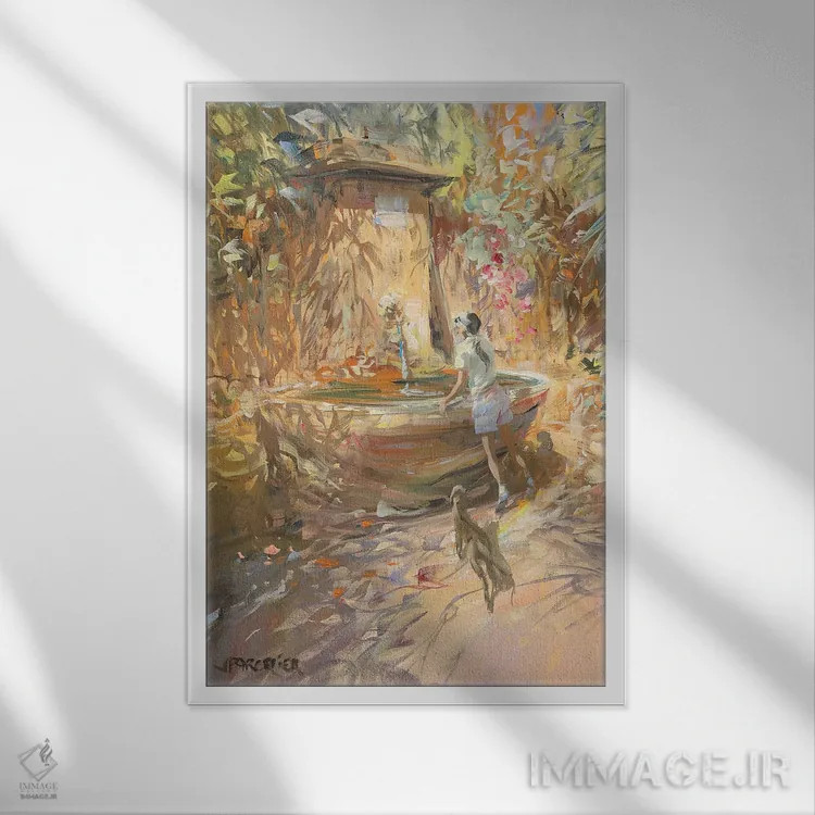 تابلو دکوراتیو "چشمه کوچک" اثر لوران پارسلیه - نمای قابدار سفید