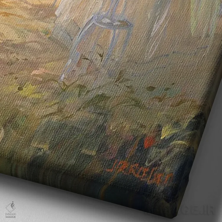 تابلو دکوراتیو "منتظر" اثر لوران پارسلیه - نمای نزدیک بافت بوم