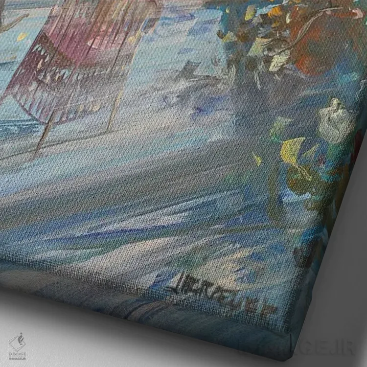 تابلو دکوراتیو "نور روی تراس" اثر لوران پارسلیه - نمای نزدیک بافت بوم