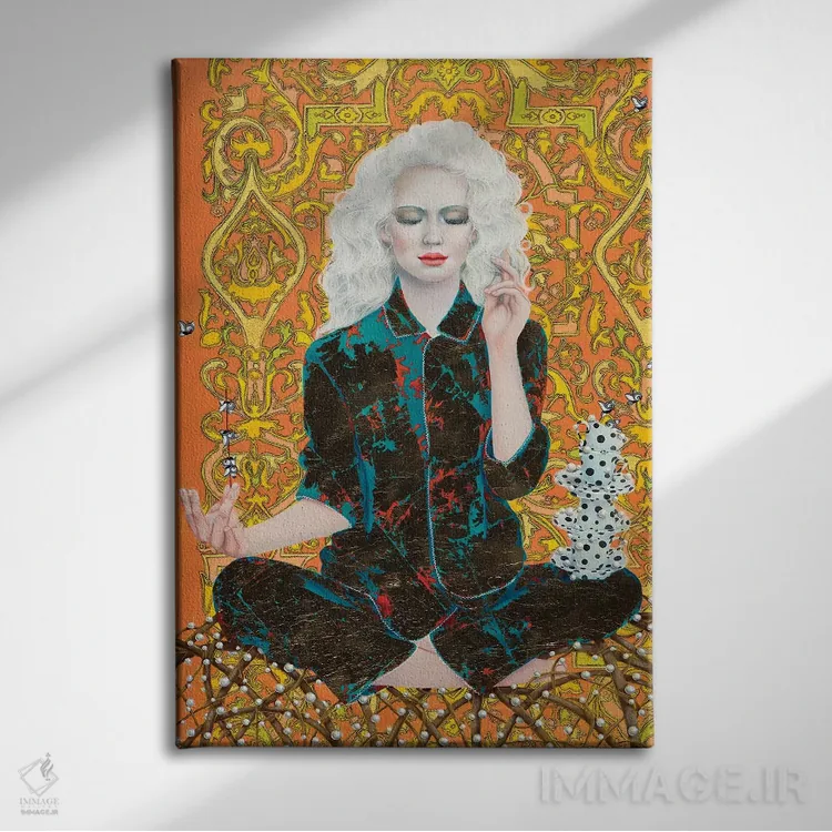 تابلو دکوراتیو وضعیت لوتوس اثر لیوا پاکالنه فانلی - نمای روبهرو روی دیوار