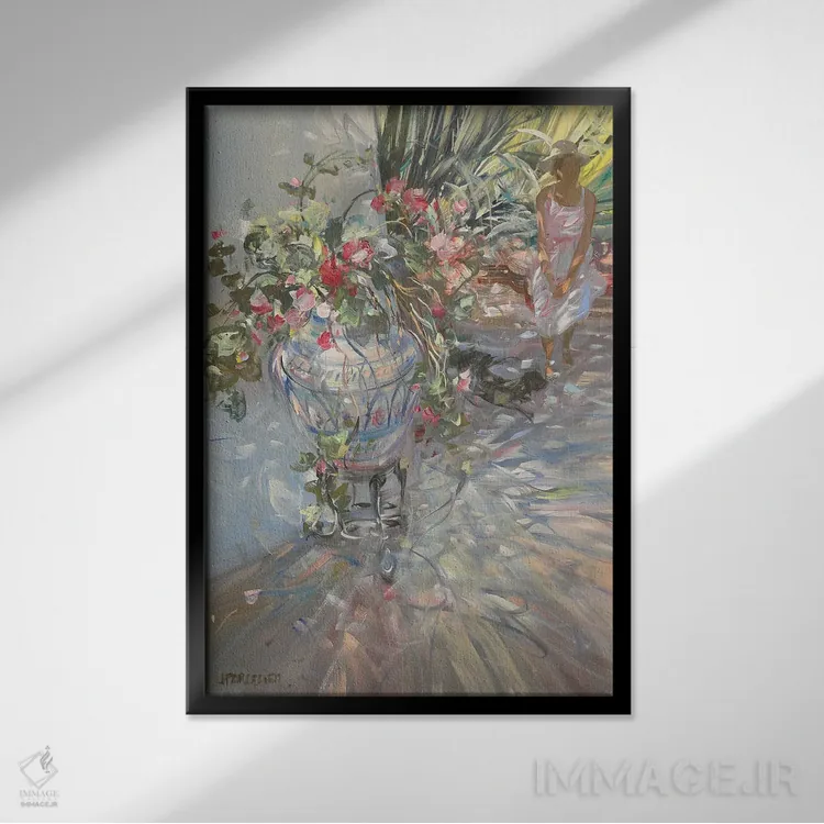 تابلو دکوراتیو "در باغ" اثر لوران پارسلیه - نمای قابدار مشکی