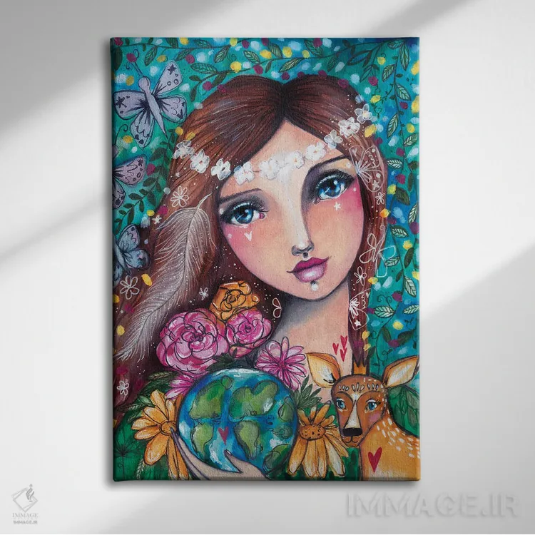 تابلو دکوراتیو مادر طبیعت اثر تامارا لاپورت - نمای روبهرو روی دیوار