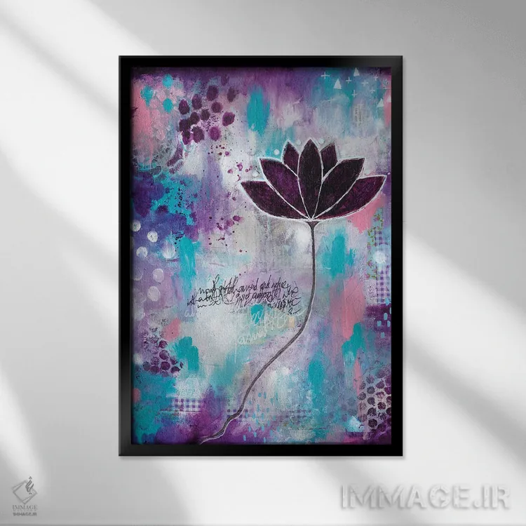 تابلو انتزاعی بدون گل، نیلوفر نمی روید اثر تامارا لاپورت - نمای قابدار مشکی