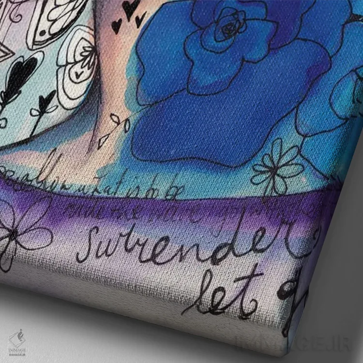 تابلو دکوراتیو او شکوفا می شود - رز اثر تامارا لاپورت - نمای نزدیک بافت بوم