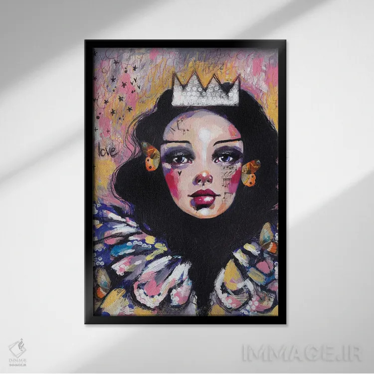 تابلو دکوراتیو ملکه غمگین اثر تامارا لاپورت - نمای قابدار مشکی