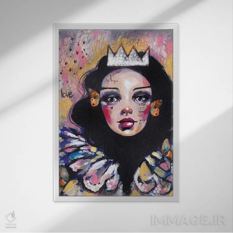 تابلو دکوراتیو ملکه غمگین اثر تامارا لاپورت - نمای قابدار سفید