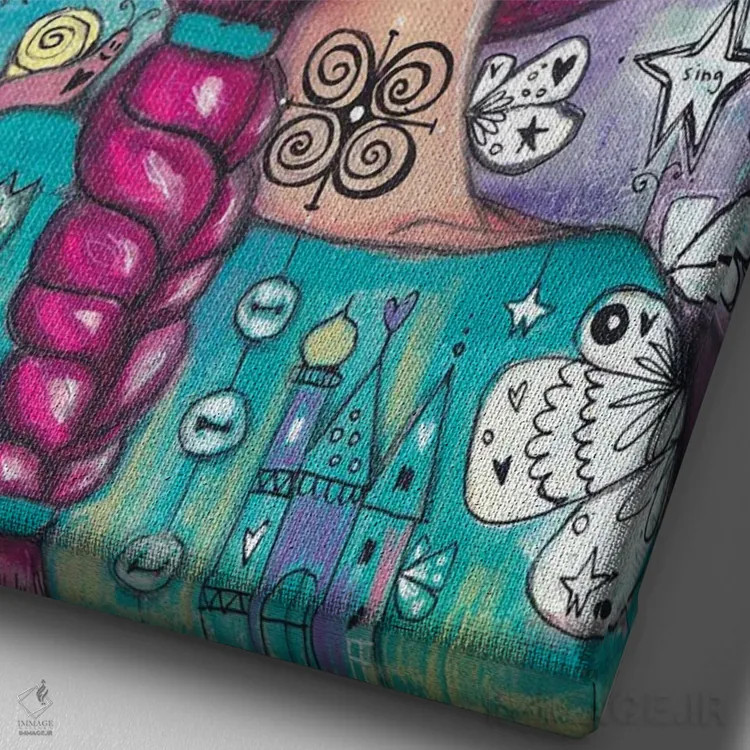 تابلو دکوراتیو رسیدگی به رویاها اثر تامارا لاپورت - نمای نزدیک بافت بوم