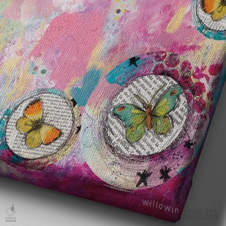 تابلو دکوراتیو اگر پرواز کنی چه می شود اثر تامارا لاپورت - نمای نزدیک بافت بوم
