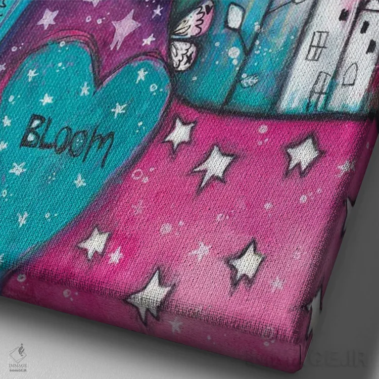 تابلو دکوراتیو عشق اسب شاخدار اثر تامارا لاپورت - نمای نزدیک بافت بوم