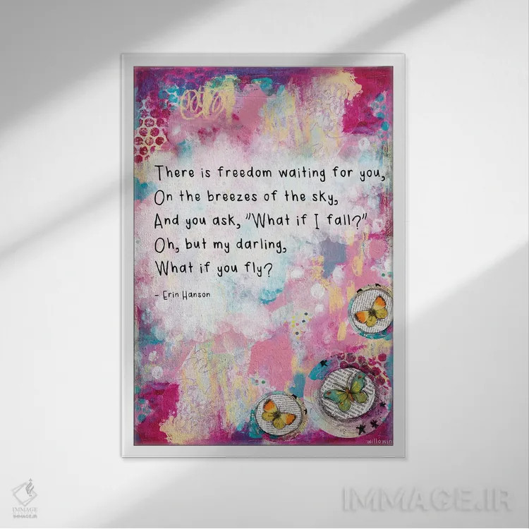 تابلو دکوراتیو اگر پرواز کنی چه می شود اثر تامارا لاپورت - نمای قابدار سفید