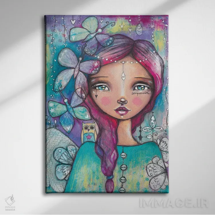 تابلو دکوراتیو تو بال داری اثر تامارا لاپورت - نمای روبهرو روی دیوار