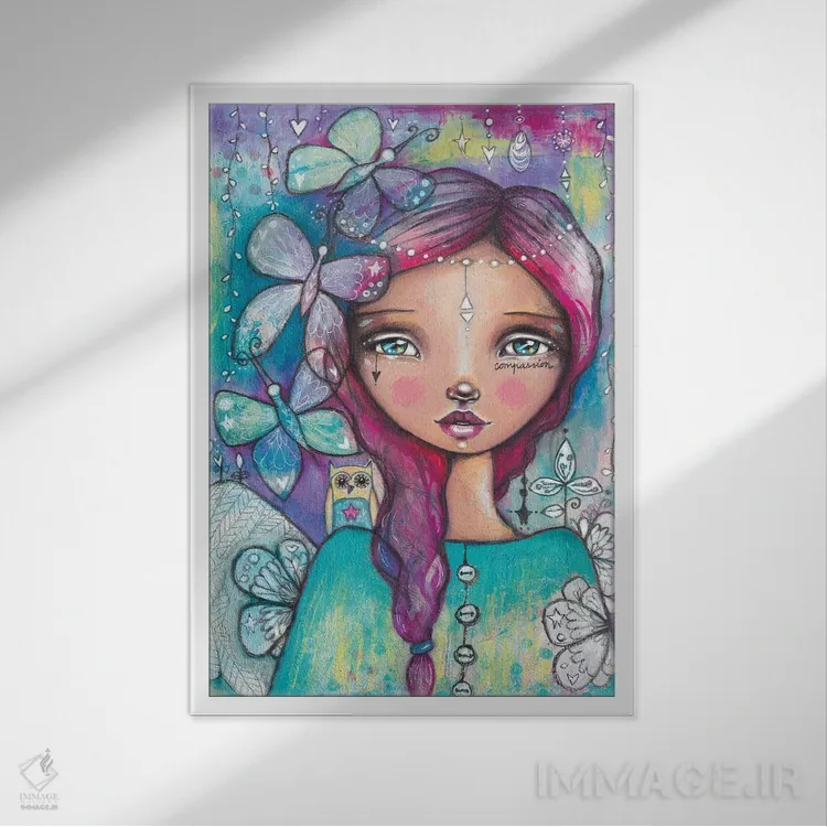 تابلو دکوراتیو تو بال داری اثر تامارا لاپورت - نمای قابدار سفید