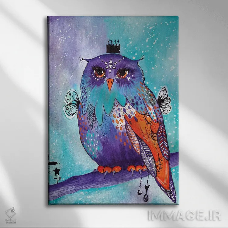 تابلو دکوراتیو جغد برفی اثر تامارا لاپورت - نمای روبهرو روی دیوار