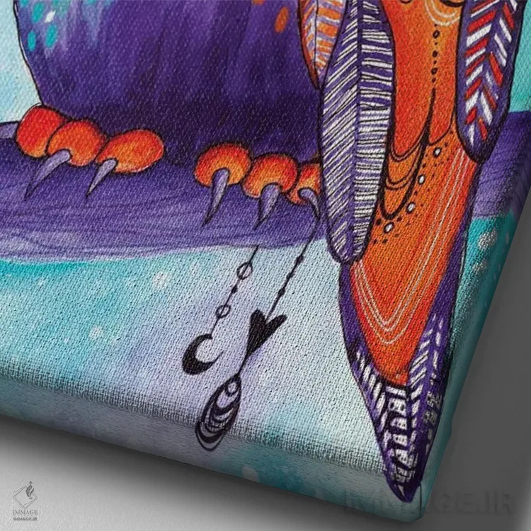 تابلو دکوراتیو جغد برفی اثر تامارا لاپورت - نمای نزدیک بافت بوم