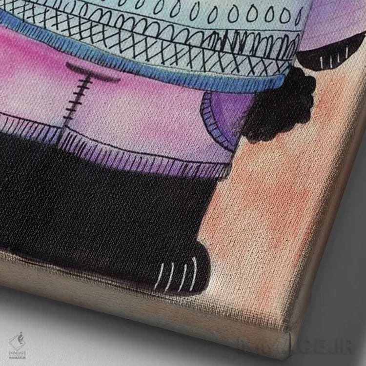 تابلو دکوراتیو خرسی دوست داشتنی اثر تامارا لاپورت - نمای نزدیک بافت بوم