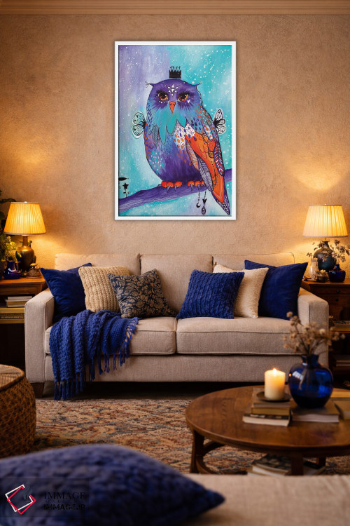 تابلو دکوراتیو جغد برفی اثر تامارا لاپورت - D4W